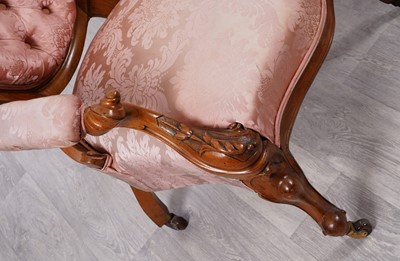 Lot 73 - A Victorian walnut pair of chairs