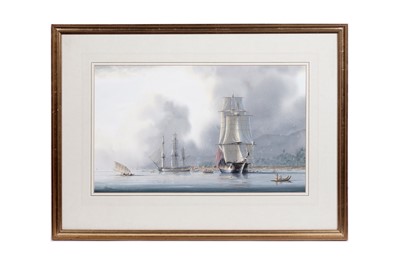 Lot Tim Franklin Ross Thompson - Resolution and Discovery at Nuku'Alofa | watercolour