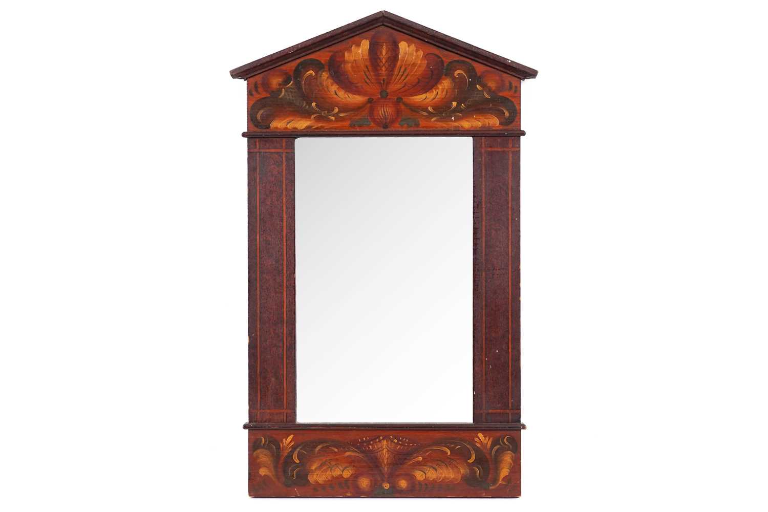 Lot 125 - A 19th Century folk art scumble decorated wall mirror