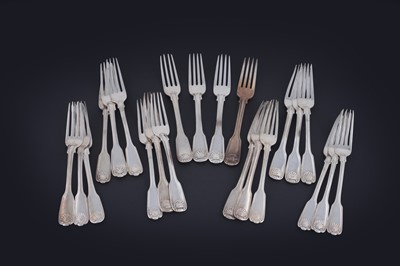 Lot 172 - Seventeen antique silver dessert forks