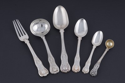 Lot 175 - A George IV silver part service of Kings pattern flatware
