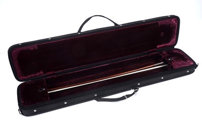 Lot 43 - A Hill violin bow; and a bow case for six bows