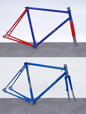 Lot 322 - A Merlin ‘Olympic Cycles’ racing bicycle frame; and a Dawes ‘Double Blue’ racing bicycle frame