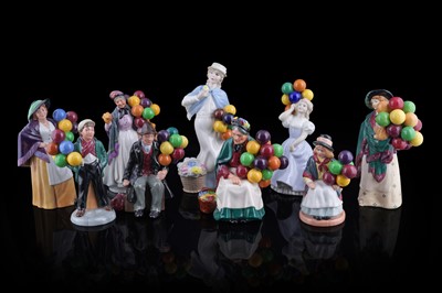 Lot 176 - Nine Royal Doulton ‘balloon seller’ figures