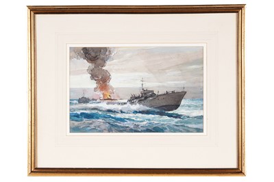 Lot 3 - Walter Thomas - Motor Torpedo Boat (MTB) after action | watercolour