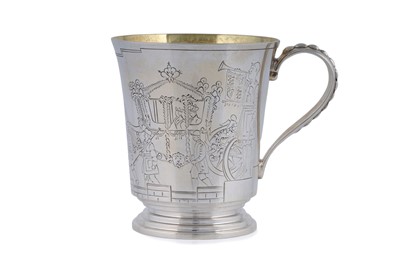 Lot 15 - An art deco silver Christening mug