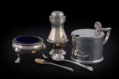 Lot 55 - A silver matched three piece condiment set