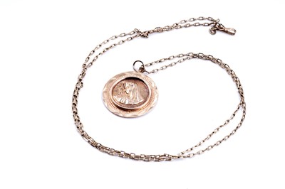 Lot 362 - An icon pendant depicting Mary Magdalene, on a 9ct gold chain