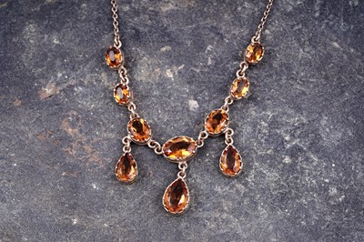 Lot 511 - An Edwardian style citrine necklace, probably by Shipton & Co Ltd
