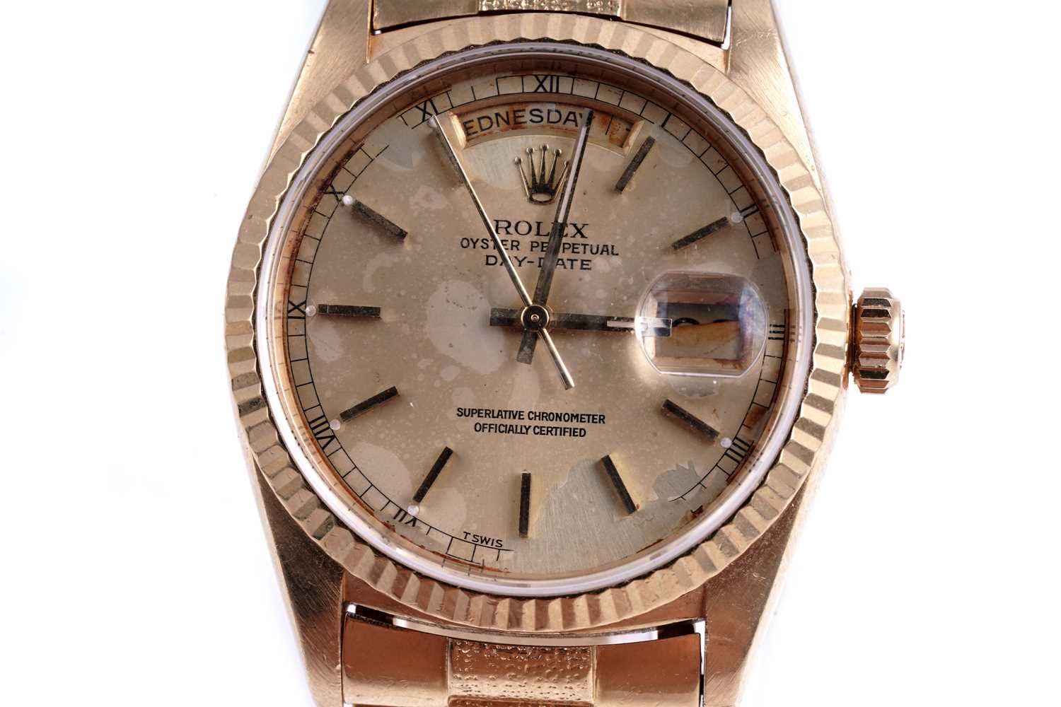 Lot 403 - Rolex Oyster Perpetual Day-Date: an 18ct yellow gold superlative chronometer automatic wristwatch