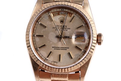Lot 403 - Rolex Oyster Perpetual Day-Date: an 18ct yellow gold superlative chronometer automatic wristwatch