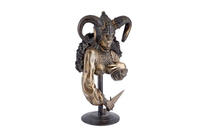 Lot 240 - After Erte: a patinated bronze bust ‘The Valkyrie’