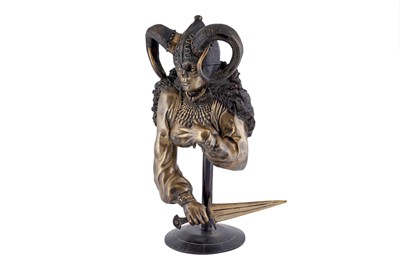 Lot 240 - After Erte: a patinated bronze bust ‘The Valkyrie’