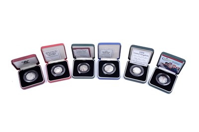 Lot 217 - Six Royal Mint silver proof piedfort fifty-pence coins