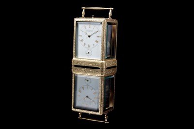 Lot 446 - Paul Garnier, Paris: a mid-19th Century engraved gilt brass musical and repeating carriage clock