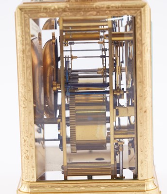 Lot 446 - Paul Garnier, Paris: a mid-19th Century engraved gilt brass musical and repeating carriage clock