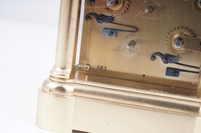 Lot 448 - French grand sonnerie carriage alarm clock, made for the Chinese market