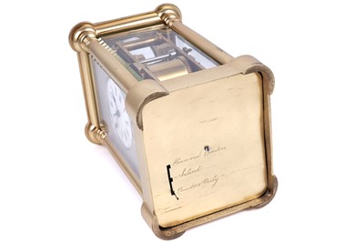 Lot 448 - French grand sonnerie carriage alarm clock, made for the Chinese market
