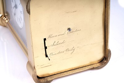 Lot 448 - French grand sonnerie carriage alarm clock, made for the Chinese market