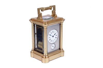 Lot 448 - French grand sonnerie carriage alarm clock, made for the Chinese market