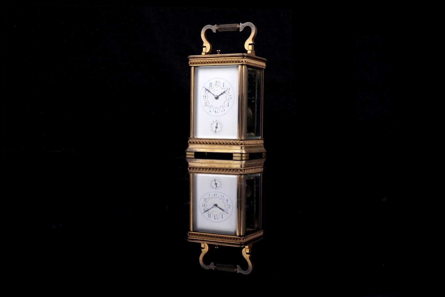 Lot 449 - A late 19th Century gilt brass cased carriage clock, retailed by Ullman et Cie