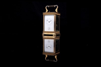 Lot 449 - A late 19th Century gilt brass cased carriage clock, retailed by Ullman et Cie