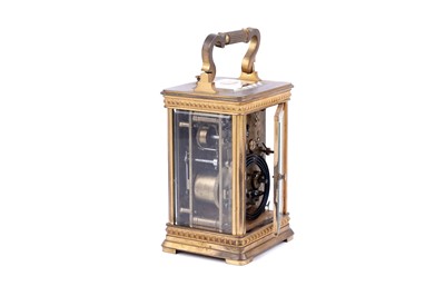 Lot 449 - A late 19th Century gilt brass cased carriage clock, retailed by Ullman et Cie