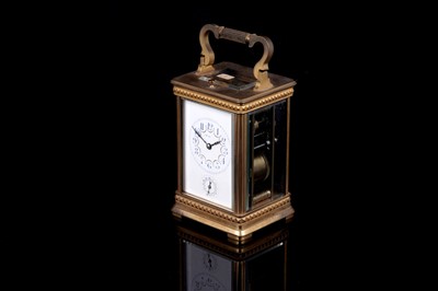 Lot 449 - A late 19th Century gilt brass cased carriage clock, retailed by Ullman et Cie