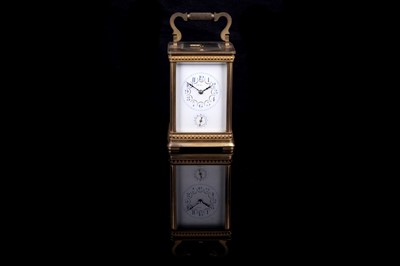 Lot 449 - A late 19th Century gilt brass cased carriage clock, retailed by Ullman et Cie