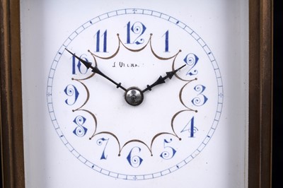 Lot 449 - A late 19th Century gilt brass cased carriage clock, retailed by Ullman et Cie