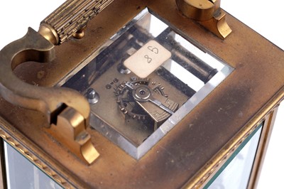 Lot 449 - A late 19th Century gilt brass cased carriage clock, retailed by Ullman et Cie