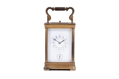 Lot 449 - A late 19th Century gilt brass cased carriage clock, retailed by Ullman et Cie