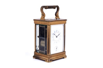 Lot 449 - A late 19th Century gilt brass cased carriage clock, retailed by Ullman et Cie