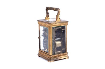 Lot 449 - A late 19th Century gilt brass cased carriage clock, retailed by Ullman et Cie