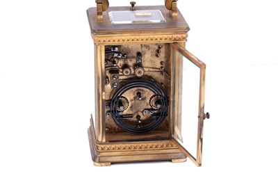 Lot 449 - A late 19th Century gilt brass cased carriage clock, retailed by Ullman et Cie
