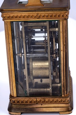 Lot 449 - A late 19th Century gilt brass cased carriage clock, retailed by Ullman et Cie