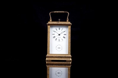 Lot 451 - French repeating alarm carriage clock retailed by Vrard & Co, made for the Chinese market