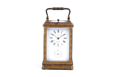 Lot 451 - French repeating alarm carriage clock retailed by Vrard & Co, made for the Chinese market