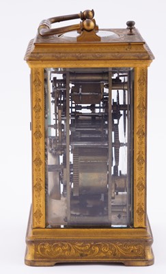 Lot 451 - French repeating alarm carriage clock retailed by Vrard & Co, made for the Chinese market