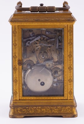 Lot 451 - French repeating alarm carriage clock retailed by Vrard & Co, made for the Chinese market