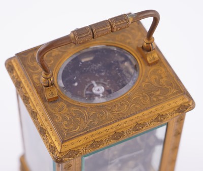 Lot 451 - French repeating alarm carriage clock retailed by Vrard & Co, made for the Chinese market