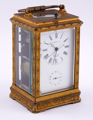 Lot 451 - French repeating alarm carriage clock retailed by Vrard & Co, made for the Chinese market