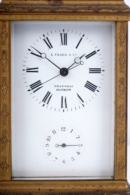 Lot 451 - French repeating alarm carriage clock retailed by Vrard & Co, made for the Chinese market