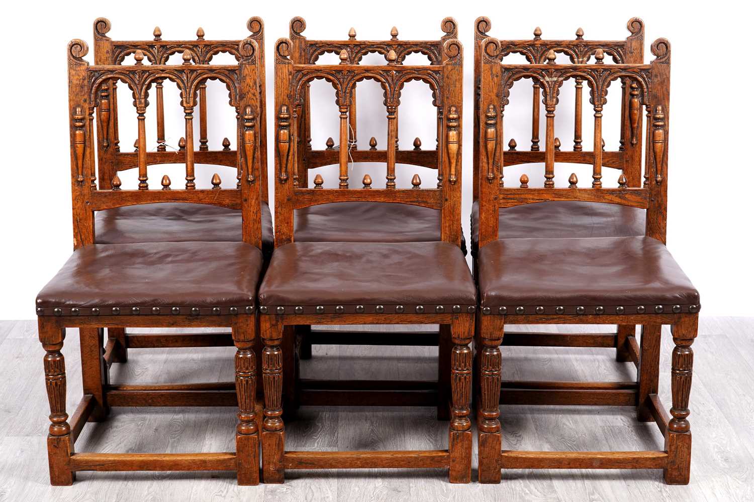 Lot 84 - A set of six 20th-century reproduction Jacobean-style dining chairs