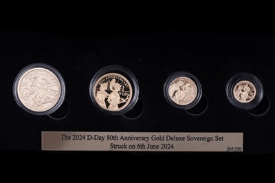 Lot 176 - Hattons of London Charles III 22-carat gold D-Day 80th Anniversary sovereign deluxe set