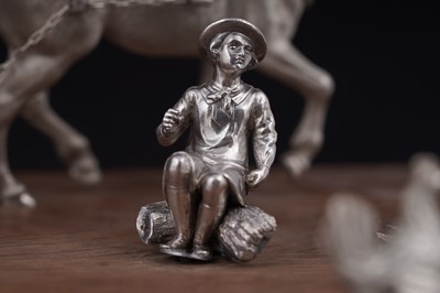 Lot 96 - A presentation group of Victorian silver peasant farm worker figures and farm animals