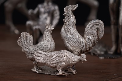 Lot 96 - A presentation group of Victorian silver peasant farm worker figures and farm animals
