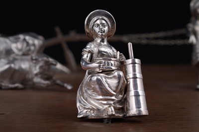 Lot 96 - A presentation group of Victorian silver peasant farm worker figures and farm animals