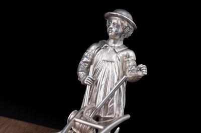 Lot 96 - A presentation group of Victorian silver peasant farm worker figures and farm animals