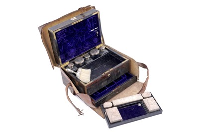 Lot 343 - A Victorian brass bound hardwood toilet box